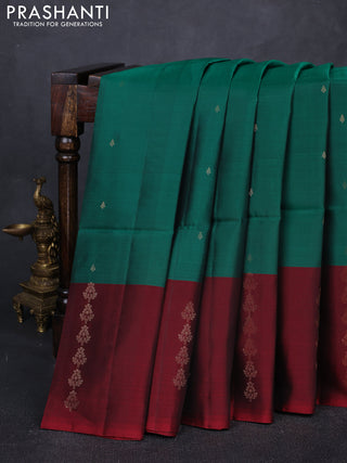 Green & Maroon Kanchipuram Soft Silk Sarees - Buttas
