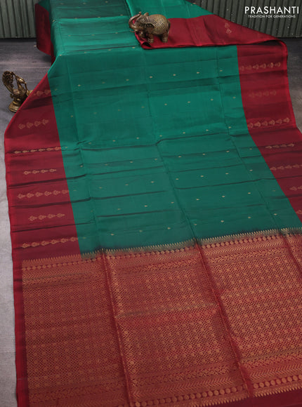 Green & Maroon Kanchipuram Soft Silk Sarees - Buttas