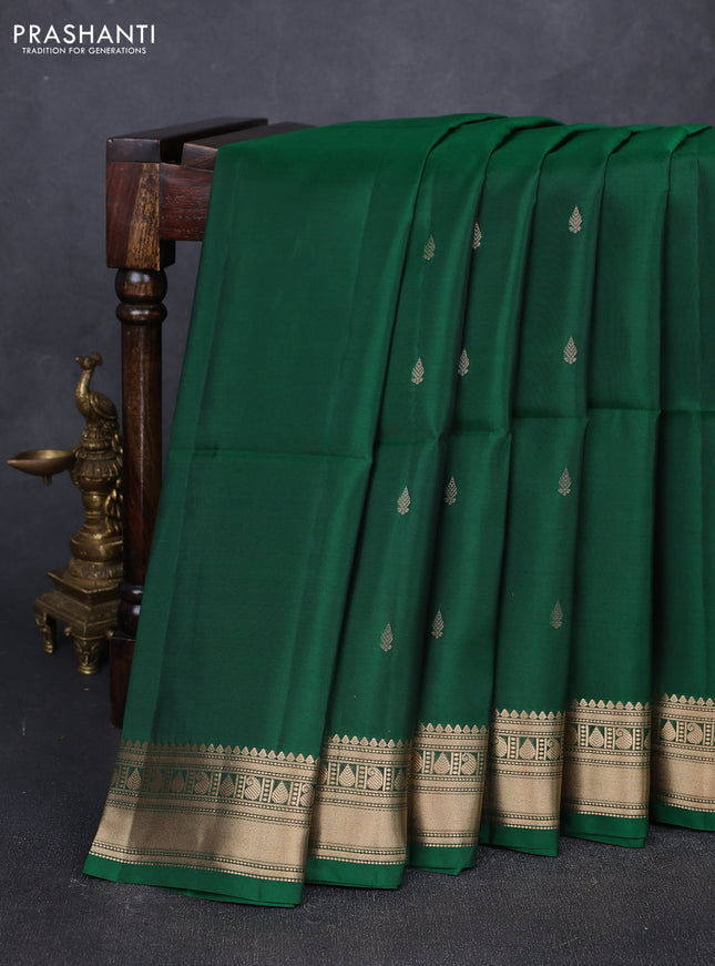 Green & Dark Pink Kanchipuram Soft Silk Sarees - Buttas