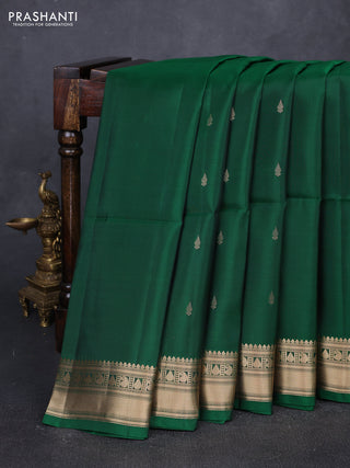 Green & Dark Pink Kanchipuram Soft Silk Sarees - Buttas