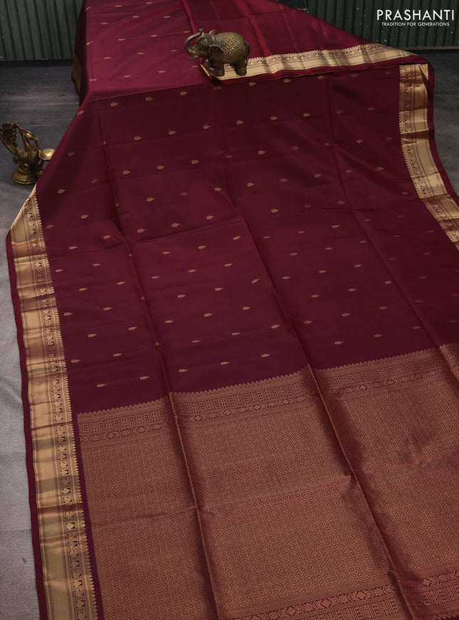 Wine Shade &  Kanchipuram Soft Silk Sarees - Buttas