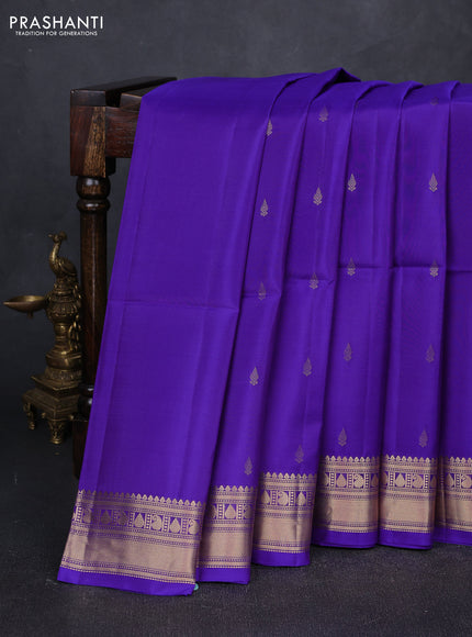 Violet & Dark Pink Kanchipuram Soft Silk Sarees - Buttas