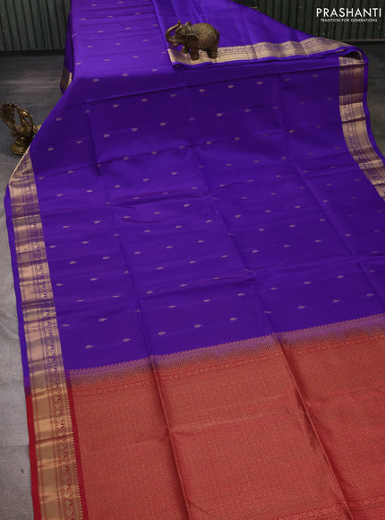 Violet & Dark Pink Kanchipuram Soft Silk Sarees - Buttas