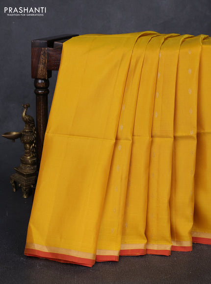 Mustard Yellow & Pink Kanchipuram Soft Silk Sarees - Buttas