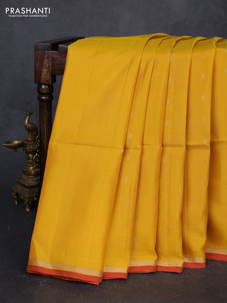 Mustard Yellow & Pink Kanchipuram Soft Silk Sarees - Buttas