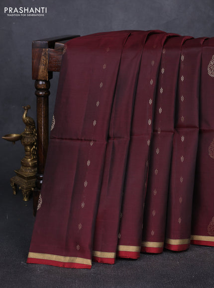 Deep Maroon & Red Kanchipuram Soft Silk Sarees - Buttas