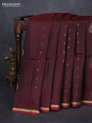 Deep Maroon & Red Kanchipuram Soft Silk Sarees - Buttas