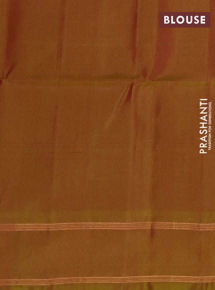 Dark Magenta Pink & Dual Shade Of Green Kanchipuram Soft Silk Sarees - Buttas