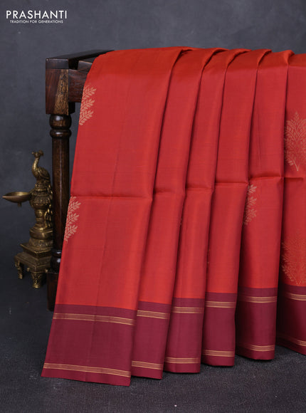 Rust Shade & Maroon Kanchipuram Soft Silk Sarees - Buttas