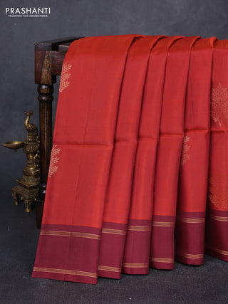 Rust Shade & Maroon Kanchipuram Soft Silk Sarees - Buttas