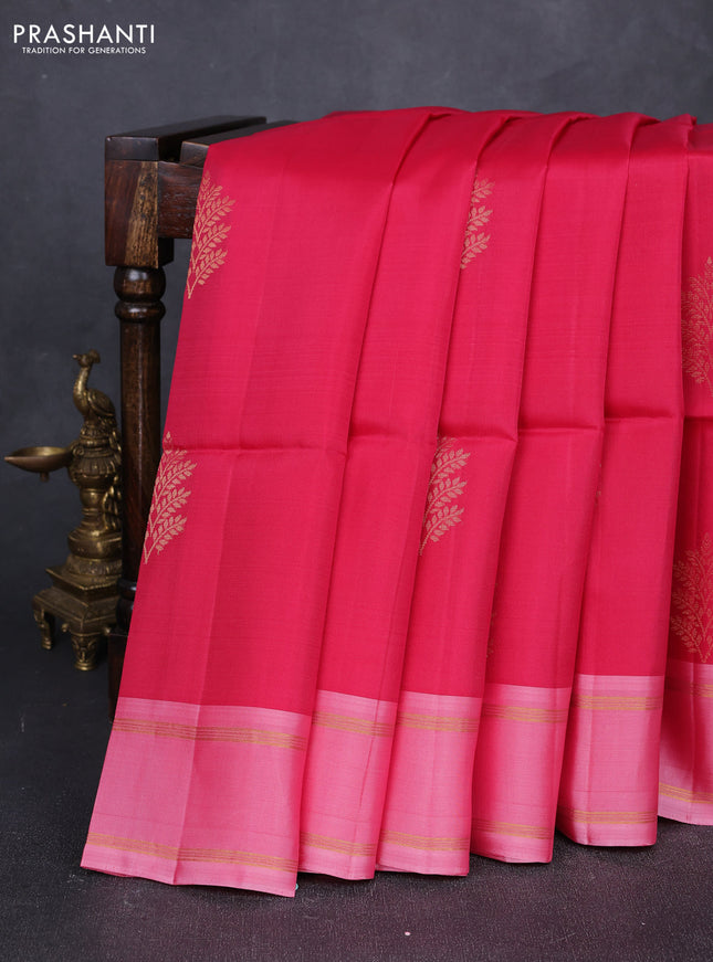 Pink & Light Pink Kanchipuram Soft Silk Sarees - Buttas
