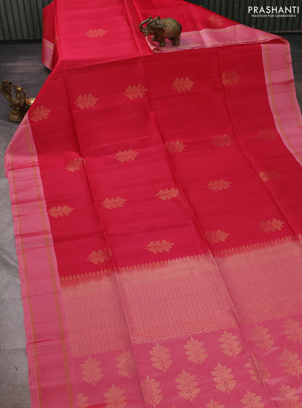 Pink & Light Pink Kanchipuram Soft Silk Sarees - Buttas