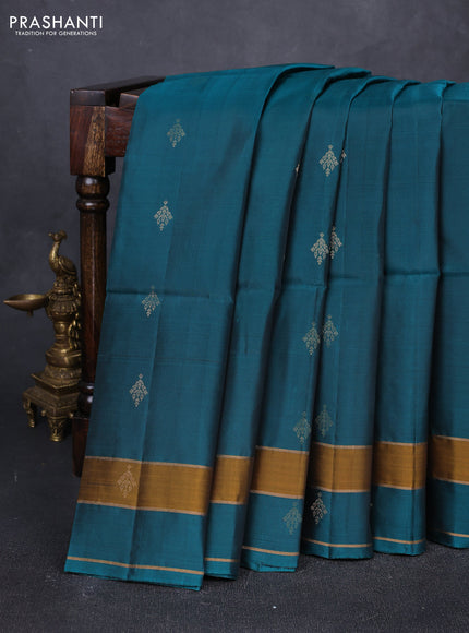 Peacock Green &  Kanchipuram Soft Silk Sarees - Buttas