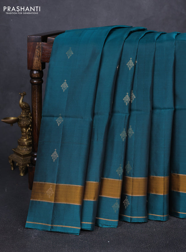 Peacock Green &  Kanchipuram Soft Silk Sarees - Buttas