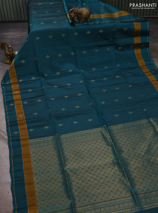 Peacock Green &  Kanchipuram Soft Silk Sarees - Buttas