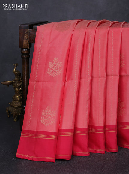Peach Shade & Pink Shade Kanchipuram Soft Silk Sarees - Zari Weaves