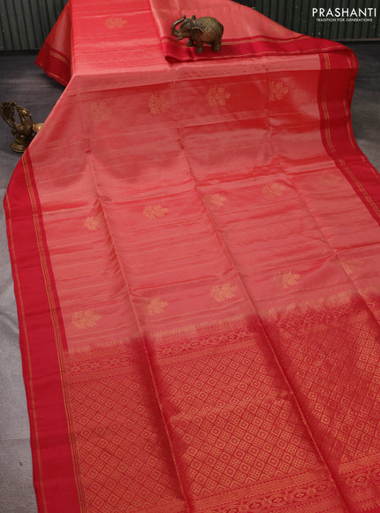 Peach Shade & Pink Shade Kanchipuram Soft Silk Sarees - Zari Weaves