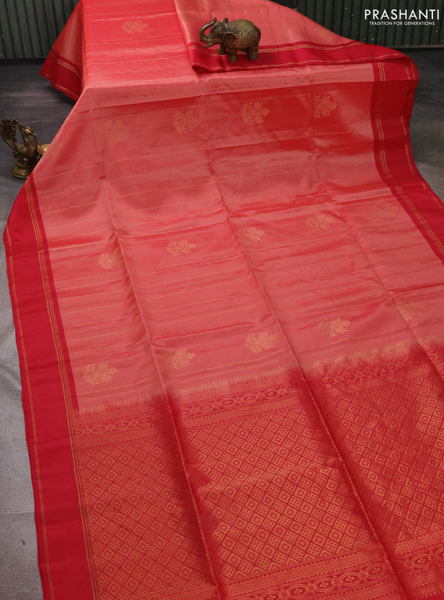 Peach Shade & Pink Shade Kanchipuram Soft Silk Sarees - Zari Weaves
