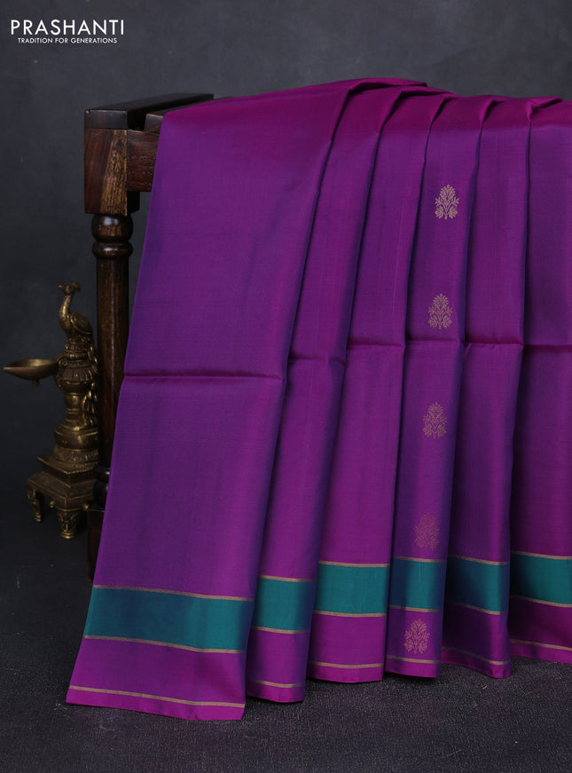 Purple &  Kanchipuram Soft Silk Sarees - Buttas