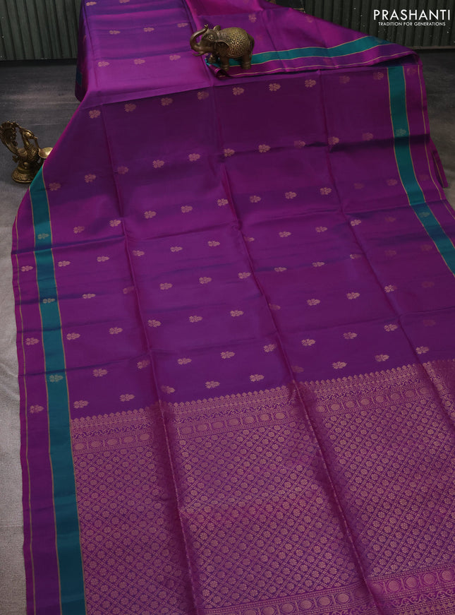 Purple &  Kanchipuram Soft Silk Sarees - Buttas