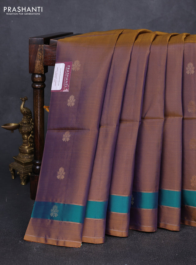 Dual Shade Of Dark Mustard &  Kanchipuram Soft Silk Sarees - Buttas