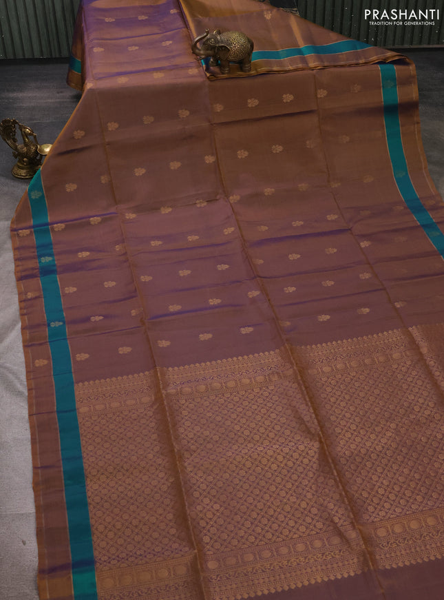 Dual Shade Of Dark Mustard &  Kanchipuram Soft Silk Sarees - Buttas