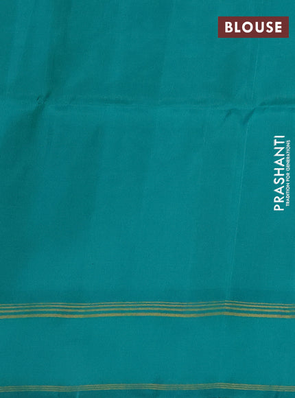 Dual Shade Of Light Green & Teal Green Kanchipuram Soft Silk Sarees - Zari Weaves