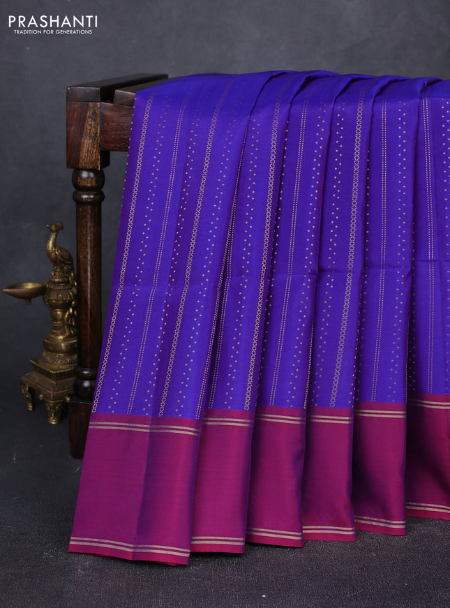 Violet & Dual Shade Of Purple Kanchipuram Soft Silk Sarees - Zari Weaves