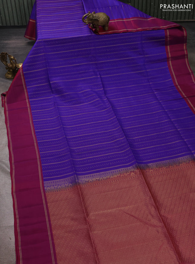 Violet & Dual Shade Of Purple Kanchipuram Soft Silk Sarees - Zari Weaves