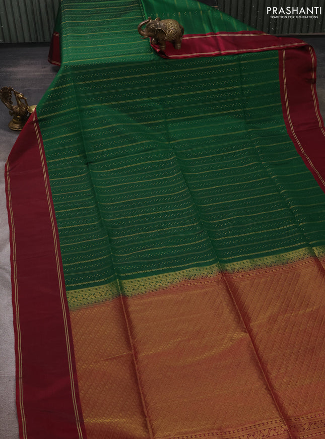 Green & Maroon Kanchipuram Soft Silk Sarees - Zari Weaves