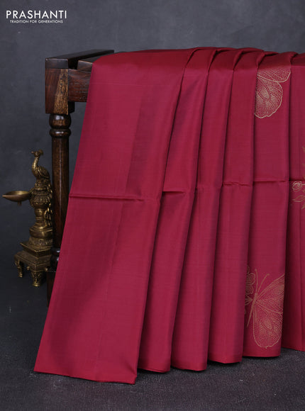 Maroon &  Kanchipuram Soft Silk Sarees - Buttas