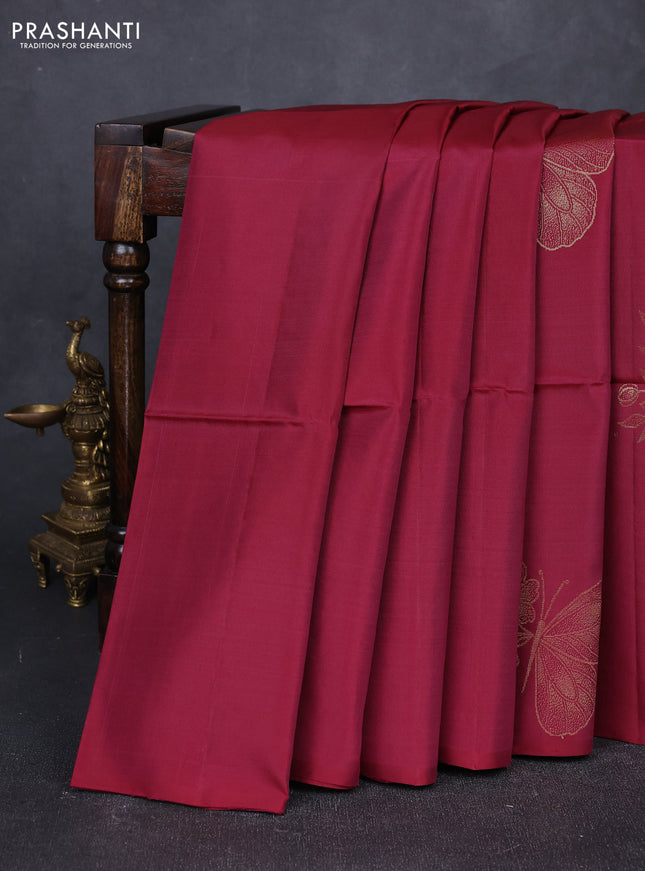 Maroon &  Kanchipuram Soft Silk Sarees - Buttas