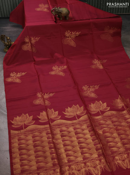 Maroon &  Kanchipuram Soft Silk Sarees - Buttas