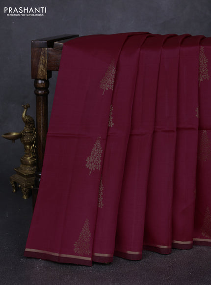 Maroon & Dark Mustard Kanchipuram Soft Silk Sarees - Buttas