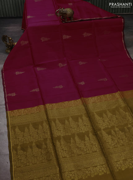 Maroon & Dark Mustard Kanchipuram Soft Silk Sarees - Buttas