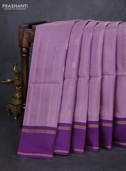 Lavender & Purple Kanchipuram Soft Silk Sarees - Zari Weaves