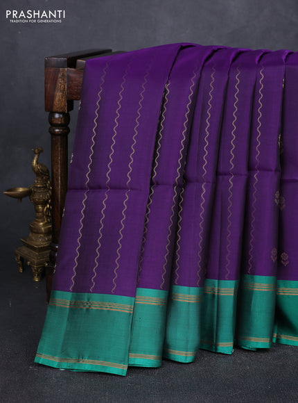 Purple & Green Kanchipuram Soft Silk Sarees - Zari Weaves