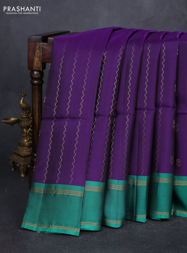 Purple & Green Kanchipuram Soft Silk Sarees - Zari Weaves