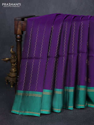 Purple & Green Kanchipuram Soft Silk Sarees - Zari Weaves