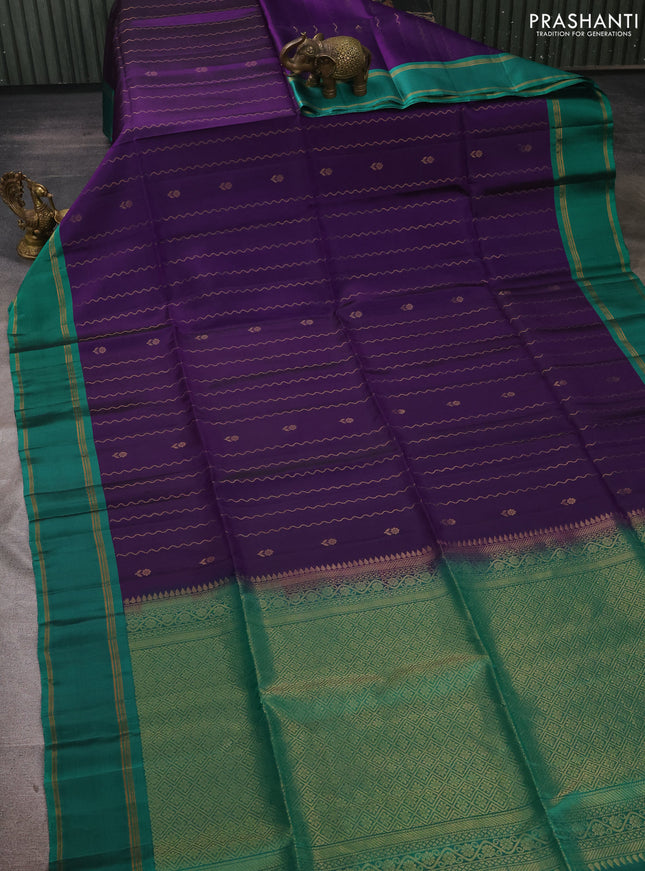 Purple & Green Kanchipuram Soft Silk Sarees - Zari Weaves