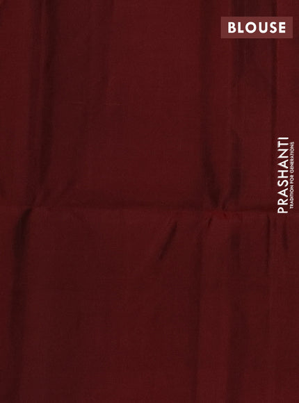 Peacock Green & Maroon Kanchipuram Soft Silk Sarees - Buttas