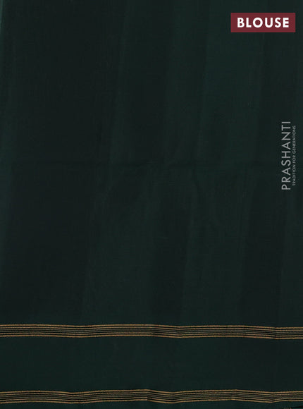 Dark Olive Green & Green Kanchipuram Soft Silk Sarees - Buttas