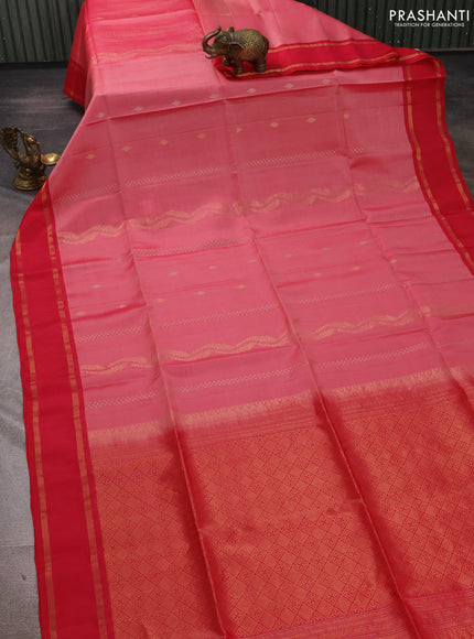 Peach Pink & Pink Kanchipuram Soft Silk Sarees - Zari Weaves