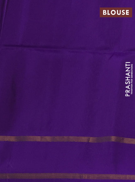 Olive Green & Violet Kanchipuram Soft Silk Sarees - Zari Weaves