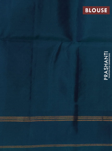 Dark Mustard & Peacock Green Kanchipuram Soft Silk Sarees - Zari Weaves