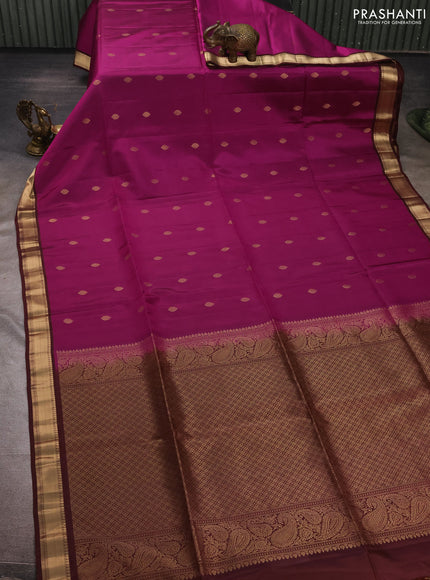 Purple & Deep Maroon Kanchipuram Soft Silk Sarees - Buttas