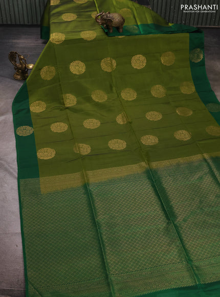 Mehendi Green & Green Kanchipuram Soft Silk Sarees - Buttas