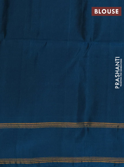 Deep Navy Blue & Peacock Blue Kanchipuram Soft Silk Sarees - Buttas