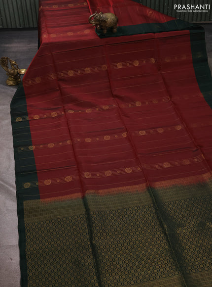 Maroon & Bottle Green Kanchipuram Soft Silk Sarees - Zari Weaves