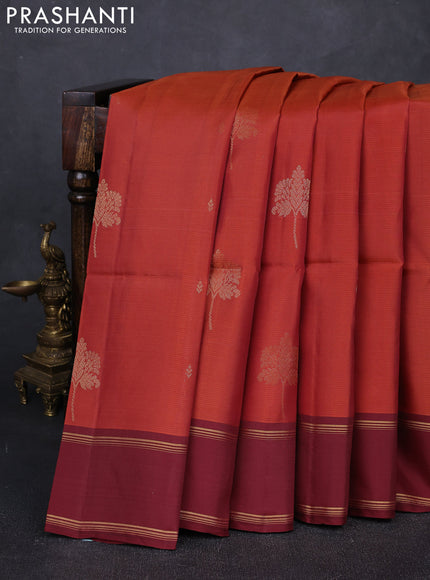 Rust & Maroon Kanchipuram Soft Silk Sarees - Buttas